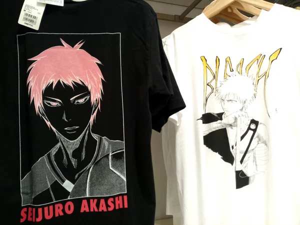 View Anime Manga Themed Shirts Commemoration 50Th Anniversary Weekly Shonen — Stock Photo, Image