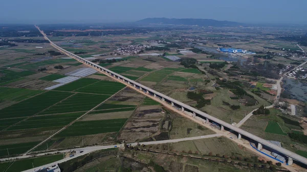 Vista Aérea Del Sitio Construcción Sección Langxi Para Ferrocarril Alta — Foto de Stock