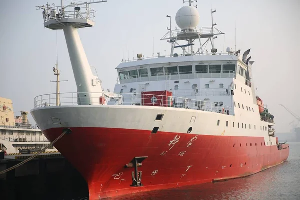 China Onderzoek Schip Kexue Wetenschap Wordt Afgebeeld Voordat Vertrek Uit — Stockfoto