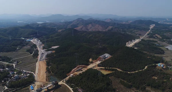 Vista Aérea Del Sitio Construcción Sección Langxi Para Ferrocarril Alta — Foto de Stock