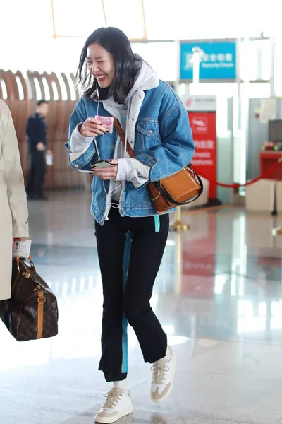 Chinese Model Liu Wen Pictured Beijing Capital International Airport Beijing — Stock Photo, Image