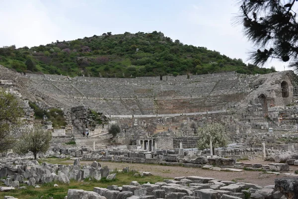 Een Uitzicht Ruïnes Van Het Grote Theater Oude Griekse Stad — Stockfoto