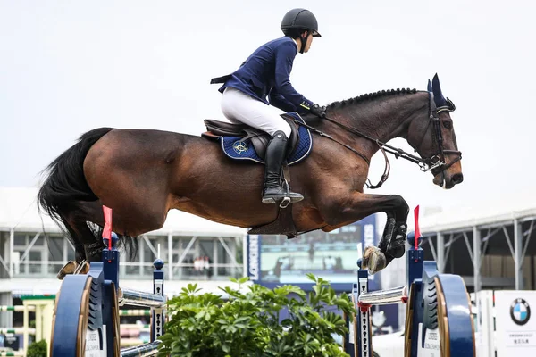 Cavalier Participe Deuxième Compétition Contre Montre Bmw Gcl Lors Grand — Photo