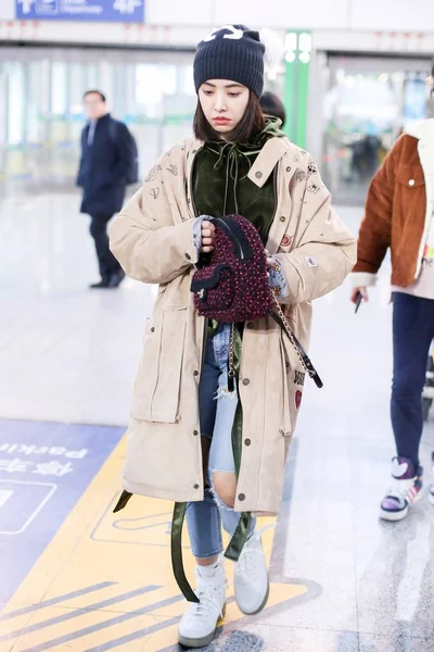 Taiwanese Singer Jolin Tsai Pictured Beijing Capital International Airport Beijing — Stock Photo, Image