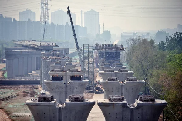 2018年4月26日 北京昌平区正在建设的京张城际铁路 张家口城际铁路正在建设中 — 图库照片