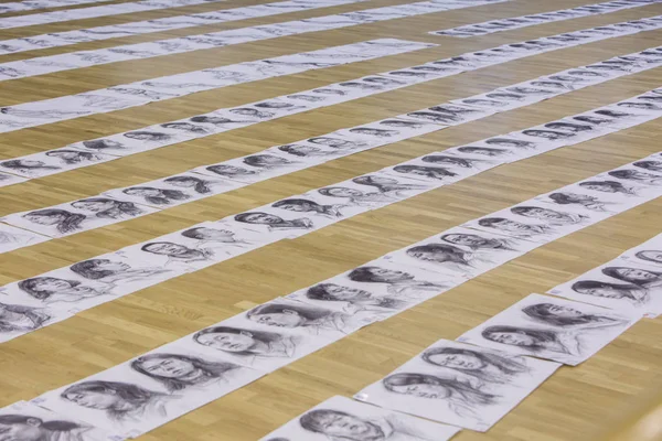 Los Bocetos Completados Por Los Estudiantes Chinos Que Participaron Examen — Foto de Stock