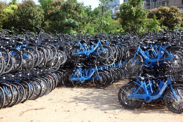 Una Vista Bluegogo Compartió Bicicletas Del Servicio Transporte Taxis Coches —  Fotos de Stock