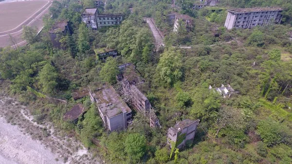 Aerial View Ruins Fertilizer Plant Destroyed Wenchuan Earthquake 2008 Shifang — Stock Photo, Image