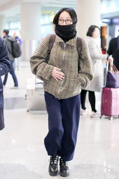 Chinese Actress Zhou Xun Pictured Beijing Capital International Airport Beijing — Stock Photo, Image