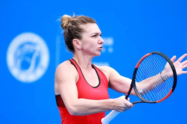 Симона Halep Румунії Реагує Вона Конкурує Begu Ірина Camelia Румунії — стокове фото