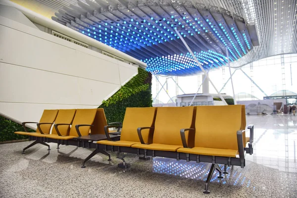 Vista Interior Terminal Aeroporto Internacional Guangzhou Baiyun Para Abrir Cidade — Fotografia de Stock