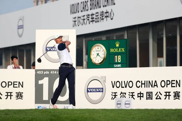 Haotong Китаю Конкурує Першому Турі 2018 Volvo Китай Відкритий Турнір — стокове фото