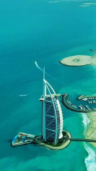 Una Vista Aérea Del Burj Arab Hotel Lujo Estrellas Dubai — Foto de Stock