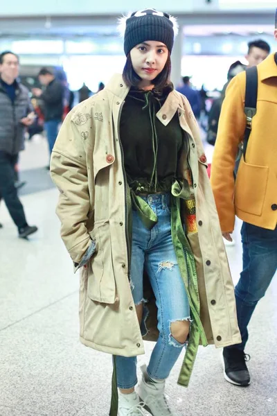 Taiwanees Zangeres Jolin Tsai Afgebeeld Beijing Capital International Airport Beijing — Stockfoto