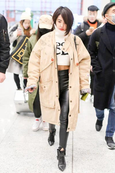 Taiwanees Zangeres Jolin Tsai Afgebeeld Beijing Capital International Airport Beijing — Stockfoto