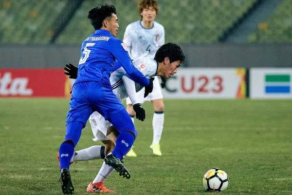 Ratthanakorn Maikami Sol Tayland Japonya Bir Oyuncu Grubu Maçında 2018 — Stok fotoğraf