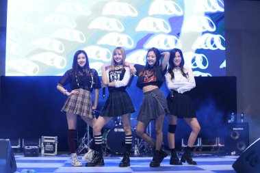 Members of South Korean girl group BLACKPINK attend a fan meeting in Seoul, South Korea, 17 May 2017.