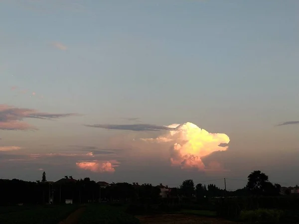 Nubes Forma Águila Enrojecen Atardecer Cielo Sobre Ciudad Xiaogan Provincia —  Fotos de Stock