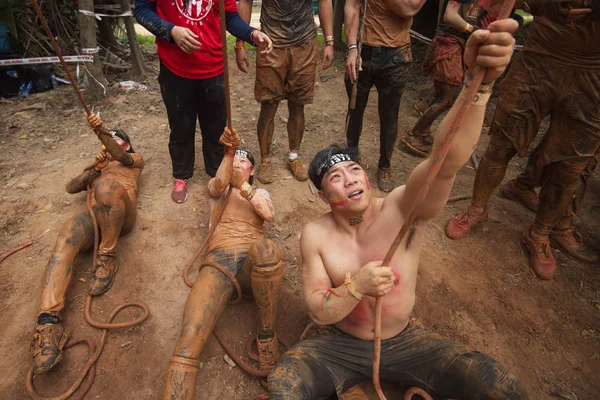 Teilnehmer Beim Spartanischen Hindernislauf Der Stadt Shenzhen Der Südchinesischen Provinz — Stockfoto