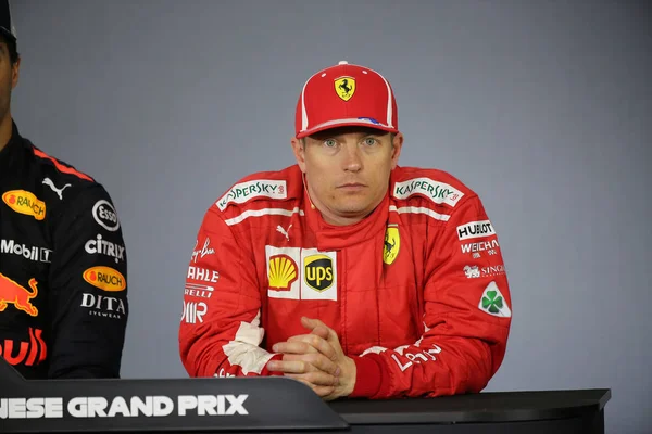 Piloto Finlandês Kimi Raikkonen Ferrari Participa Conferência Imprensa Após Grande — Fotografia de Stock