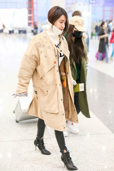 Taiwanesiska Sångerskan Jolin Tsai Avbildas Beijing Capital International Airport Beijing — Stockfoto