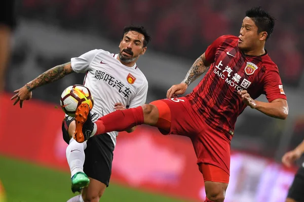 Giocatore Calcio Argentino Ezequiel Lavezzi Hebei China Fortune Sinistra Dribbling — Foto Stock