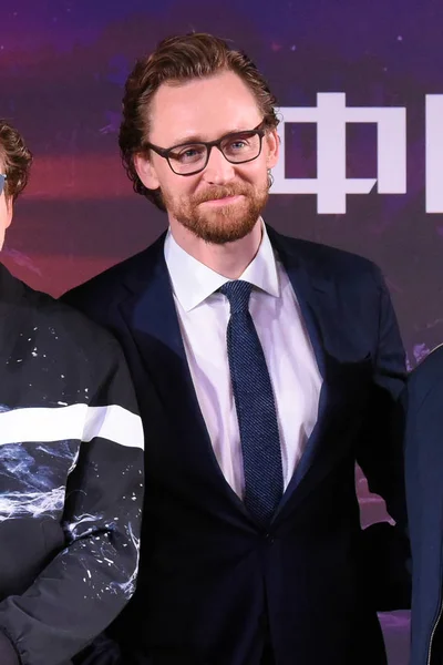 English Actor Tom Hiddleston Attends Press Conference New Movie Avengers — Stock Photo, Image