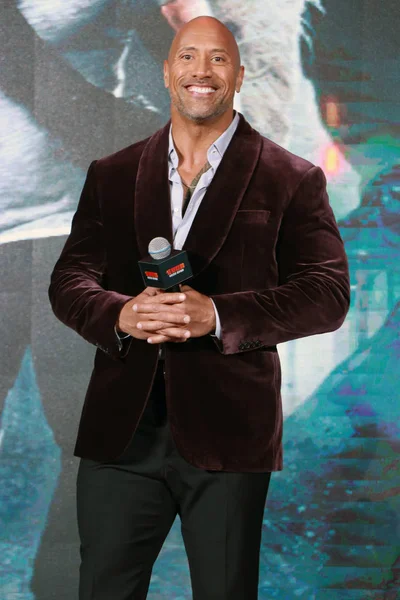 Actor Estadounidense Dwayne Johnson Asiste Una Conferencia Prensa Para Nueva — Foto de Stock