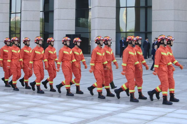 Acil Durum Yönetimi Bakanlığı Pekin Açılış Töreni Sırasında Açıklandı Çin — Stok fotoğraf