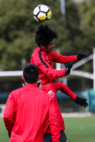 Hráči Číny Šanghaj Sipg Zúčastnit Tréninku Před Zápasem Skupiny Proti — Stock fotografie