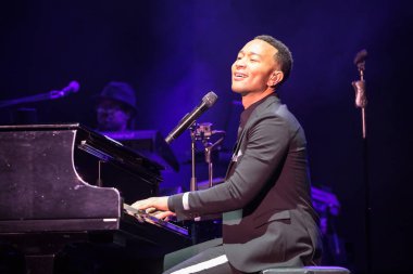 American singer, songwriter, musician and actor John Legend performs at a concert in Shenzhen city, south China's Guangdong province, 6 March 2018.