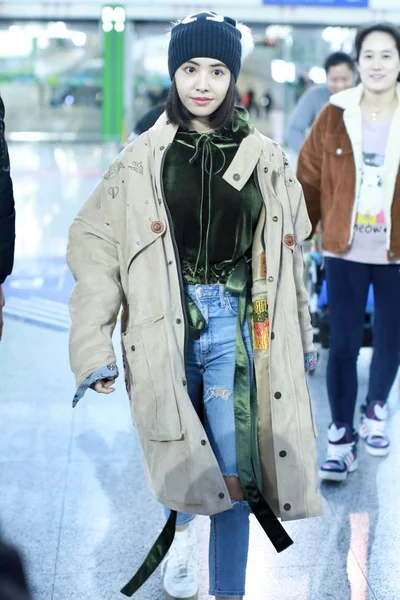 Tayvanlı Şarkıcı Jolin Tsai Pekin Uluslararası Havaalanı Pekin Çin Ocak — Stok fotoğraf