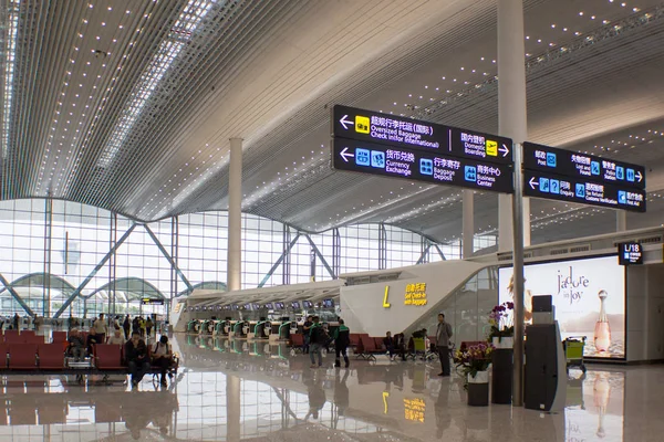 Interiör Utsikt Över Terminal Guangzhou Baiyun Internationella Flyg Plats Guangzhou — Stockfoto