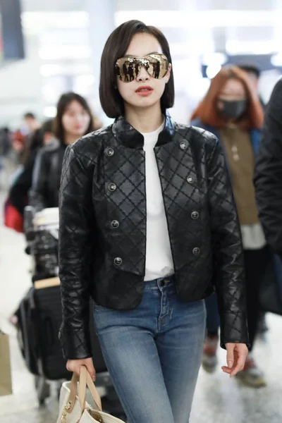 Cantante Actriz China Victoria Song Song Qian Llega Aeropuerto Internacional —  Fotos de Stock