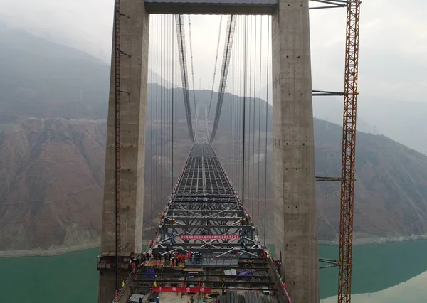 Pont Xingkang Pont Autoroute Luding Yaye Premier Pont Reliant Sichuan — Photo