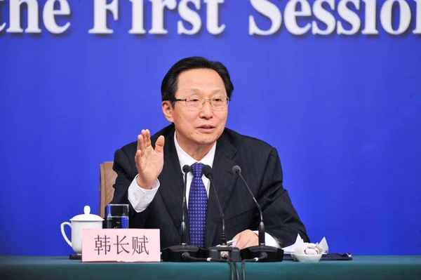 Ministro Agricultura Chino Han Changfu Asiste Una Conferencia Prensa Durante —  Fotos de Stock