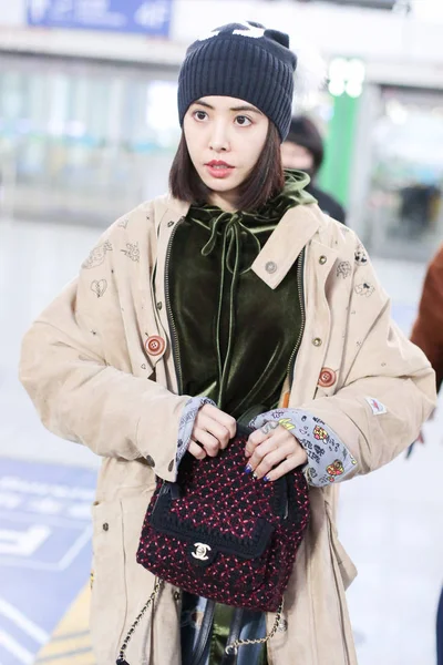 Taiwanese Singer Jolin Tsai Pictured Beijing Capital International Airport Beijing — Stock Photo, Image