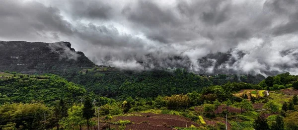 Landscape Mountain Ranges Surrounded Sea Clouds Rainstorm Jiangjin District Chongqing — Stock Photo, Image