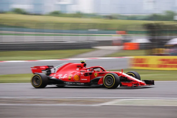 Piloto Finlandês Kimi Raikkonen Ferrari Dirige Seu Carro Durante Sessão — Fotografia de Stock