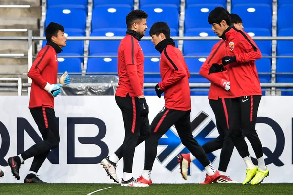 Les Joueurs Shanghai Sipg Chine Participent Une Séance Entraînement Avant — Photo