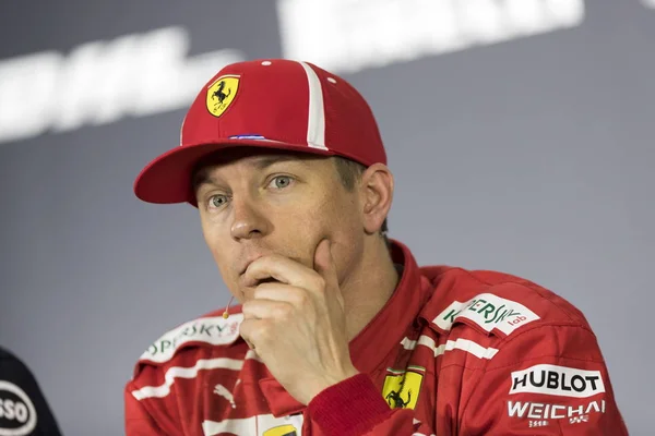 Der Finnische Pilot Kimi Räikkönen Von Ferrari Nimmt Der Pressekonferenz — Stockfoto