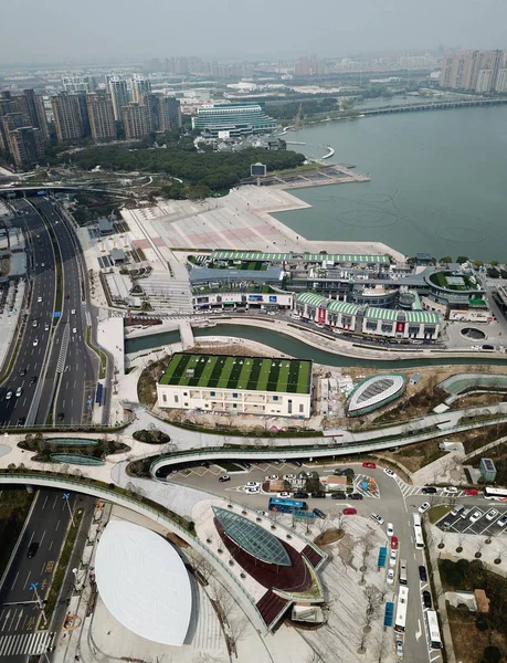 Aerial View China First Overpasses Steel Structure Spatial Special Shaped — Stock Photo, Image