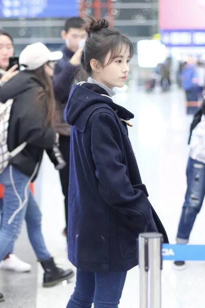 Chinese Zangeres Actrice Jingyi Afgebeeld Beijing Capital International Airport Beijing — Stockfoto