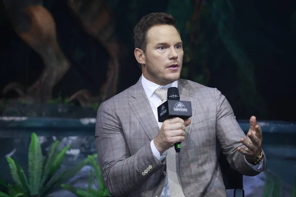 Actor Estadounidense Chris Pratt Asiste Una Conferencia Prensa Para Nueva — Foto de Stock