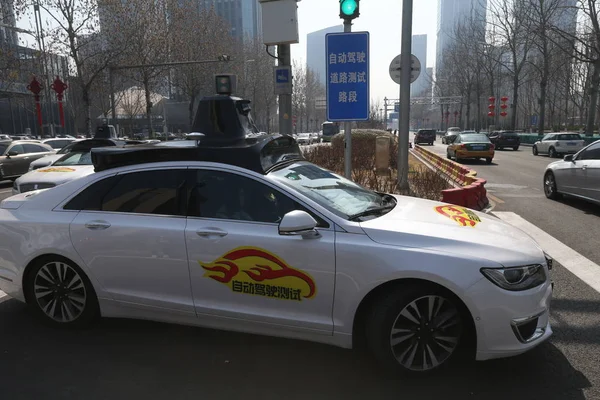 Självkörande Bilar Resa Vägen Road Test Beijing Kina Mars 2018 — Stockfoto