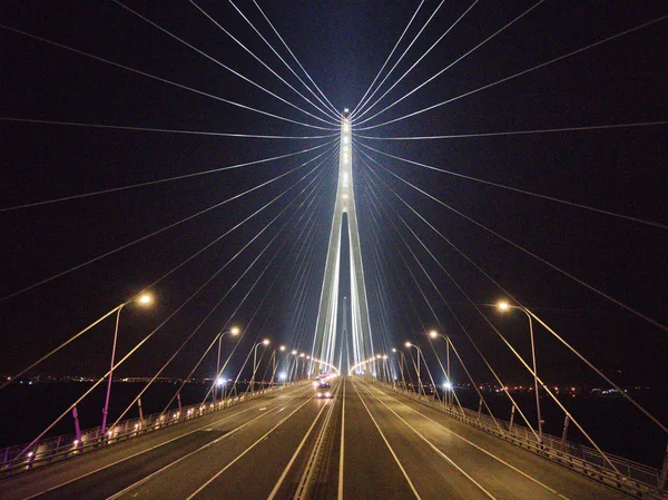Вождение Грузовиков Мосту Через Реку Сутун Янцзы Время Первого Погрузочного — стоковое фото
