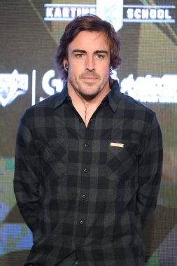 Spanish F1 driver Fernando Alonso attends the press conference for the 