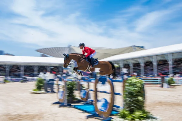 Equestre Compete Nos 50M Duas Fases Durante Grande Prêmio Xangai — Fotografia de Stock