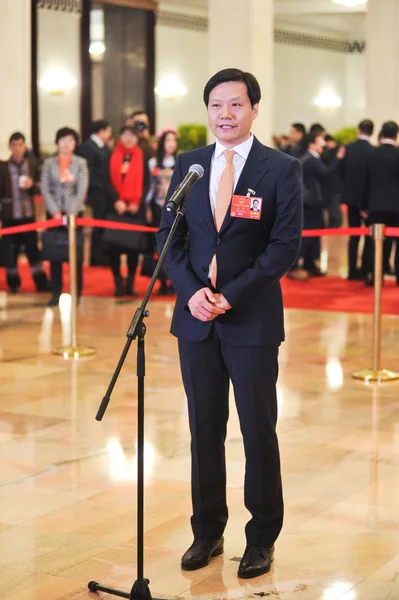 Lei Jun Chairman Ceo Xiaomi Technology Chairman Kingsoft Corp Interviewed — Stock Photo, Image