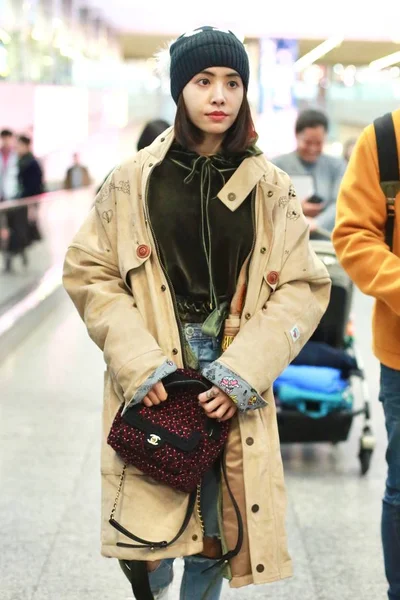 Tayvanlı Şarkıcı Jolin Tsai Pekin Uluslararası Havaalanı Pekin Çin Ocak — Stok fotoğraf